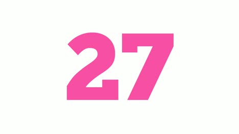 number 27 twenty seven cartoon animation on white background,4k cartoon video number motion graphics for video elements