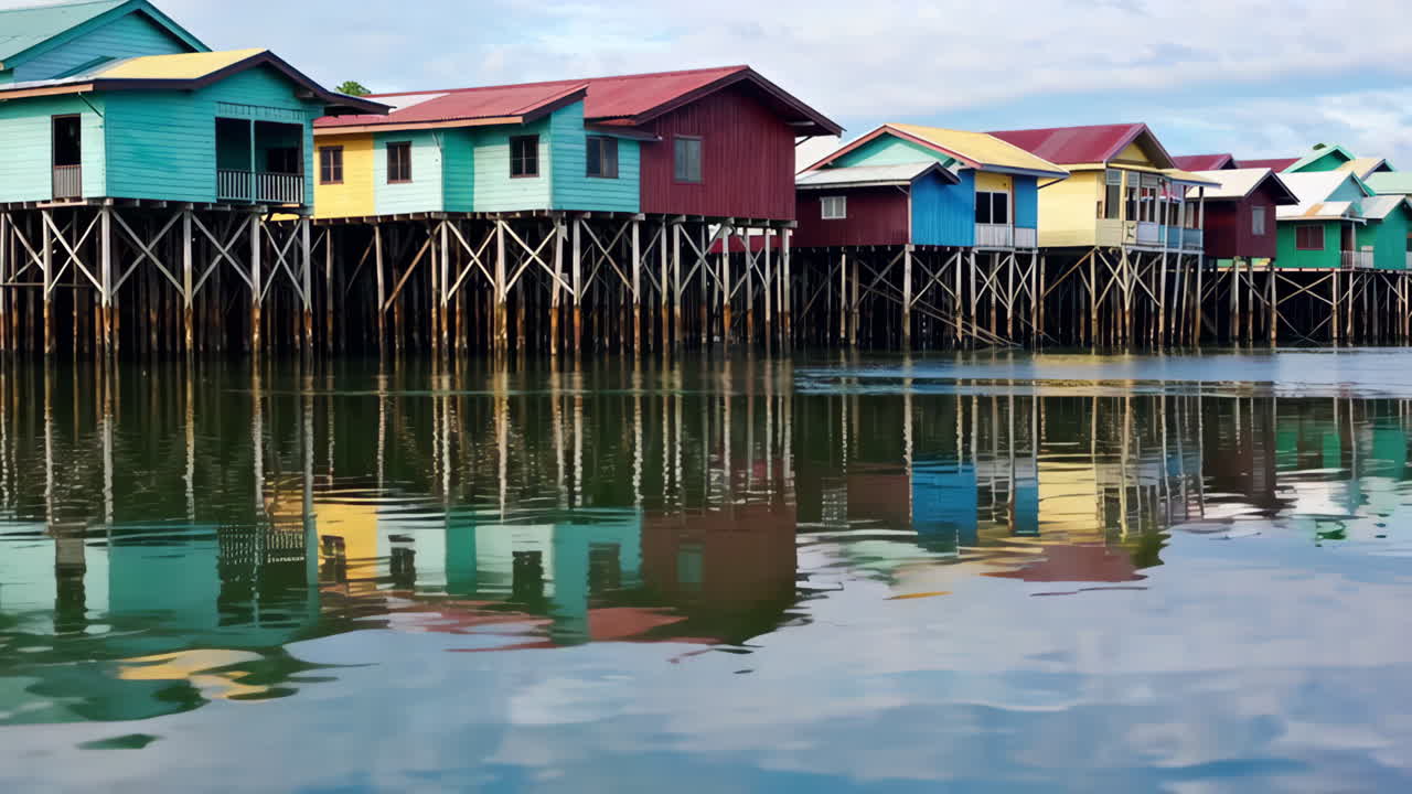 Colorful Houses on Stilts Over Water