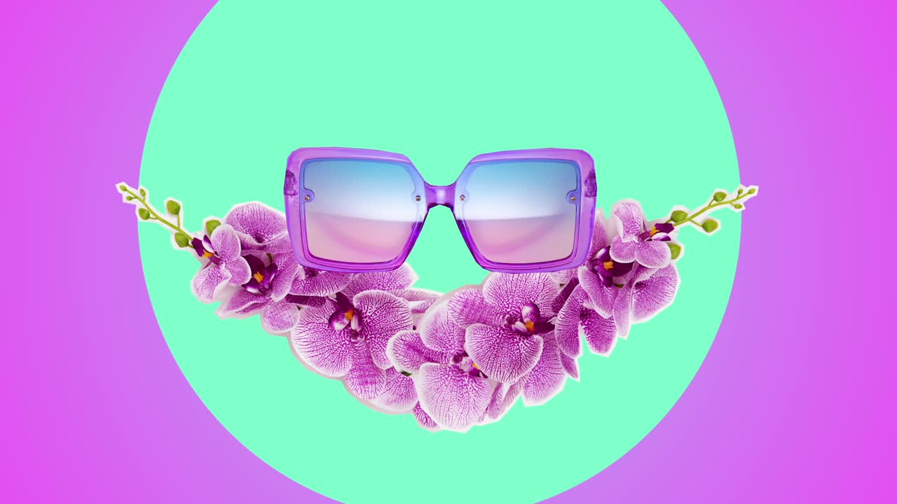 diseño de gif de animación. gafas de sol con estilo. estado de ánimo de primavera verano