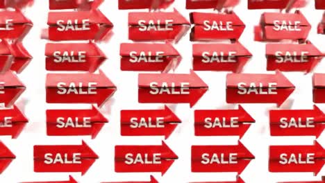 dynamic array of red arrows with sale text, symbolizing exciting discounts and promotional offers in retail environment