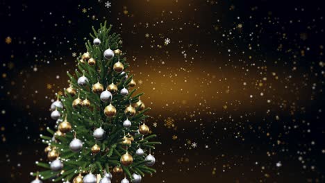 christmas tree with shiny lights and golden background loop