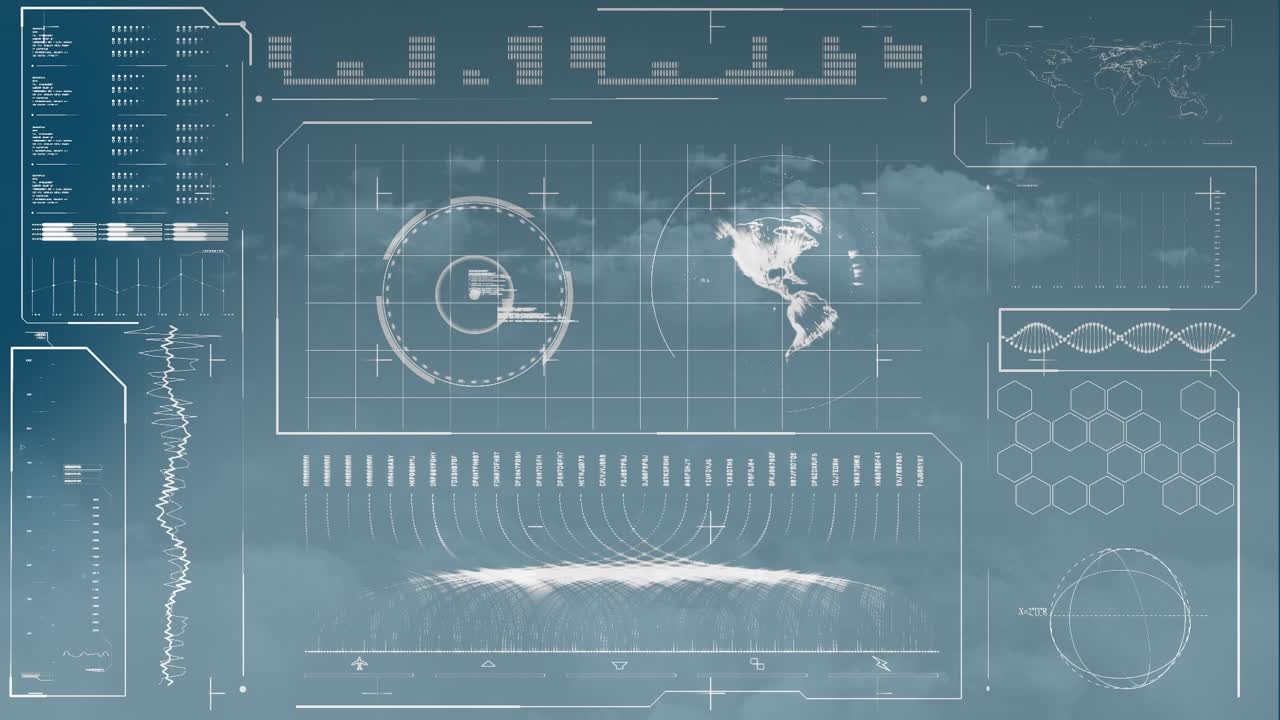 Animation of data processing over clouds