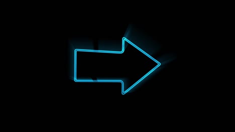 glowing neon line arrow icon isolated on black background. direction arrowhead symbol. motion graphics