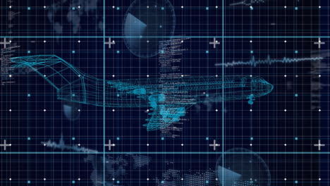 animación del procesamiento de datos financieros y plano sobre fondo azul