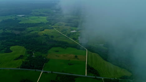 Volando-Sobre-Un-Hermoso-Campo-De-Bosque-Salvaje-Y-Brumoso-Video-Aéreo-De-Drones