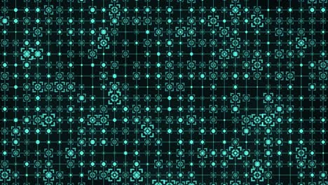 square target green flickering moving particle on grid motion graphic