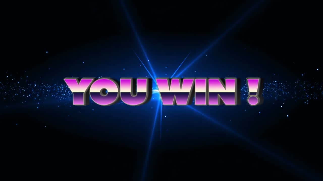 검은 바탕에 빛의 트레일과 반점 위에 텍스트를 이기는 애니메이션