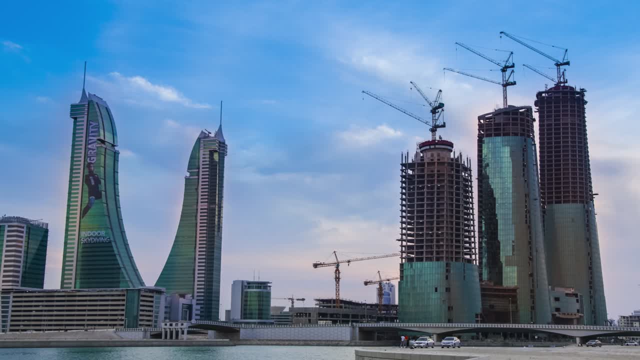 el puerto financiero de bahréin - lapso de tiempo - alejamiento