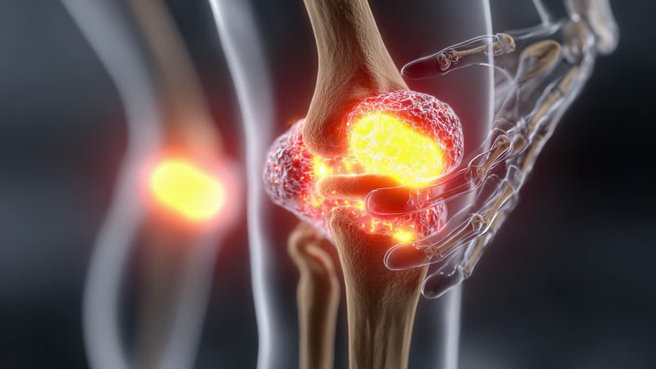 Visualisering af ledsmerter i knæet: Et anatomisk studie, der fremhæver inflammation og skade i menneskekroppen med vægt på kritiske sundhedsmæssige konsekvenser