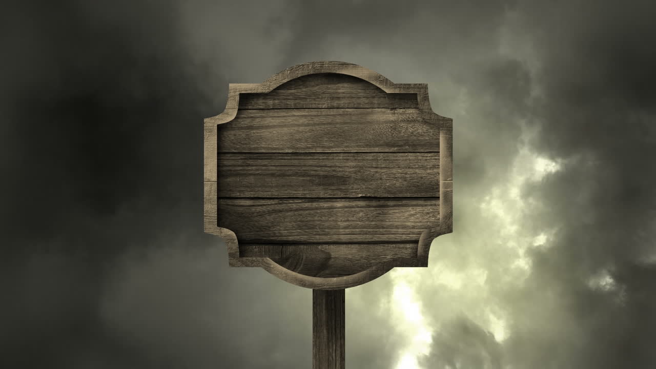 폭풍 위의 복사 공간과 함께 표지판의 애니메이션