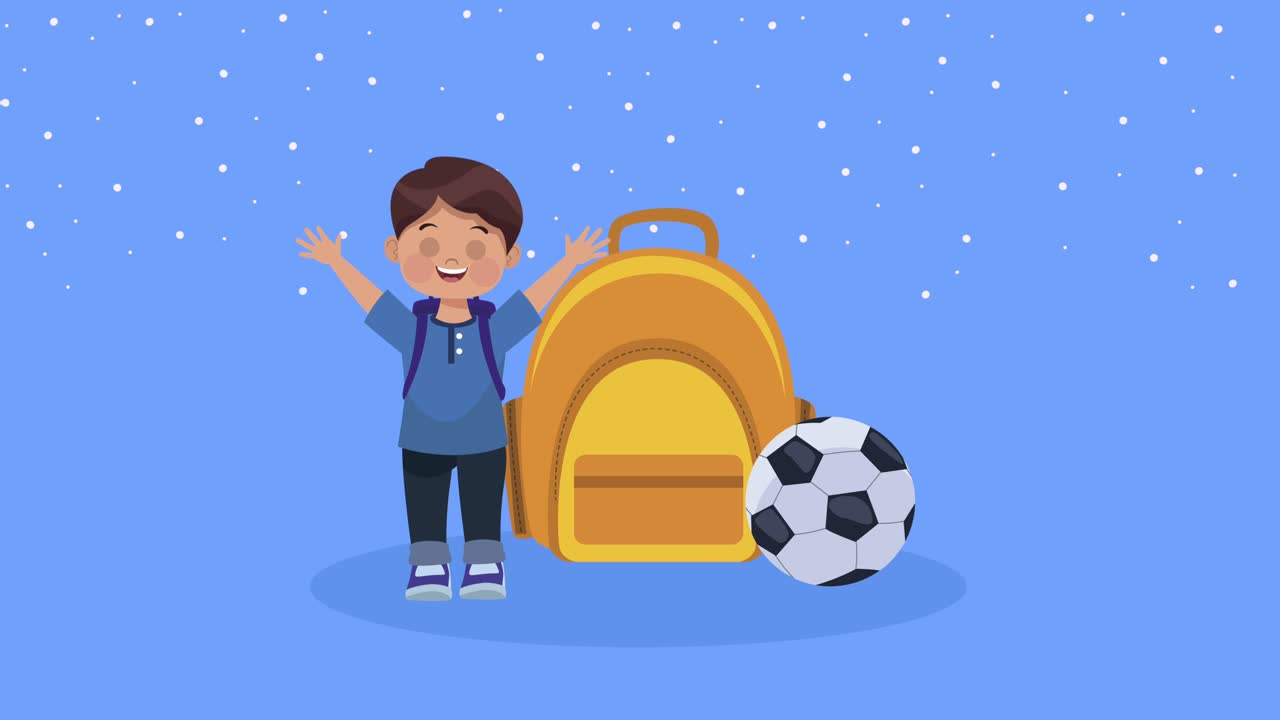 estudiante de escuela con bolsa de escuela y globo