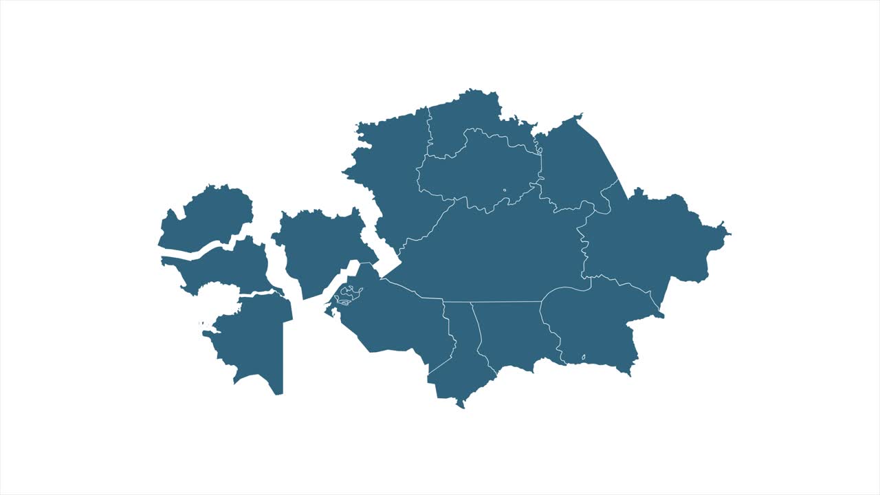 Map of Kazakhstan, Kazakhstan outline, Animated close up map Kazakhstan
