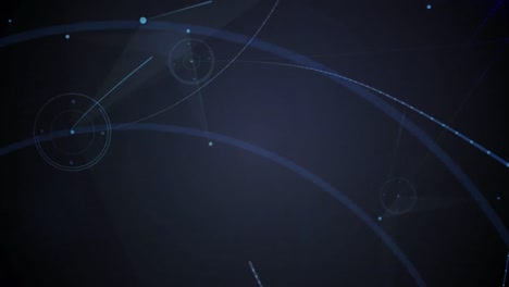 animation of network of connections and light trails over lines on black background