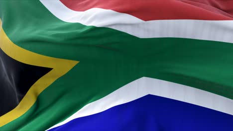 detail of the national flag of south africa flying in the wind.