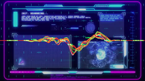 animación del procesamiento de datos digitales en el mundo sobre un fondo oscuro