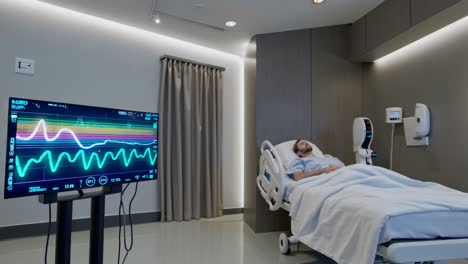 paciente en habitación de hospital con seguimiento de signos vitales