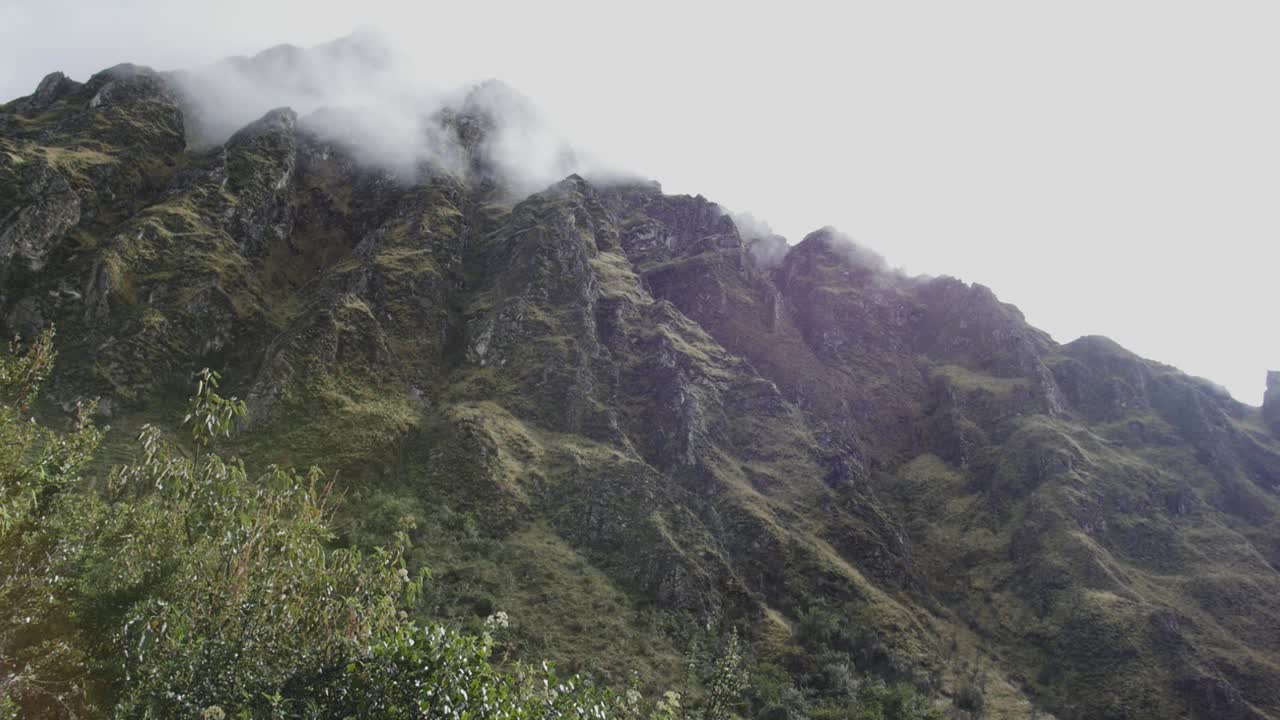Panorama of mountain on Inka trail Peru