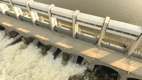 cool shot of hydroelectric water station creating cascading waters