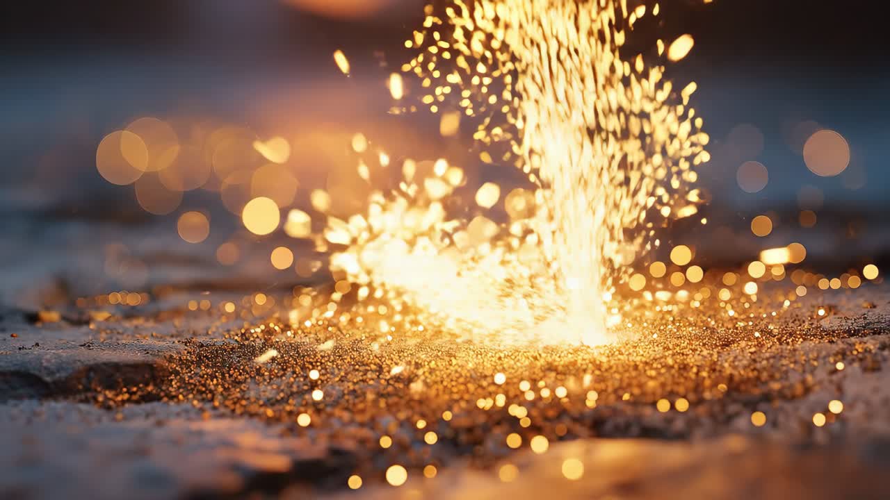 Luci bokeh dorate sulla sabbia bagnata