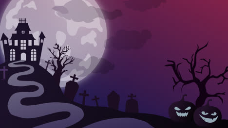 Eine-Animation-Einer-Halloween-Spukschloss-Illustration