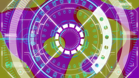 animación del círculo de procesamiento sobre el fondo con formas coloridas cambiantes