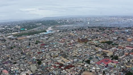 the panoramic view over winneba town city from south ghana