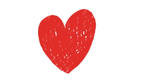 animación dibujada a mano de un corazón romántico rojo