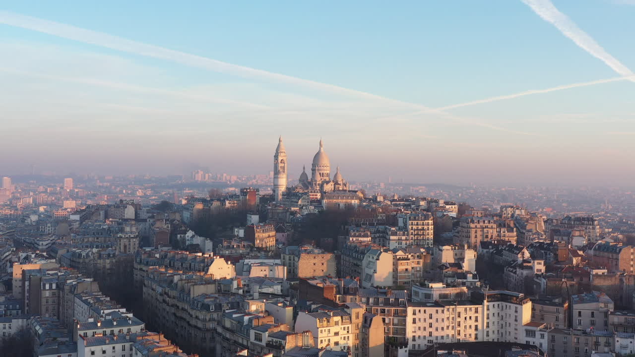 vista aérea del barrio de parís montmartre basílica del sagrado corazón