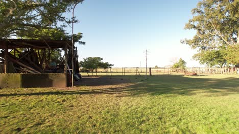 Flyby-over-Ranch-Farm-And-Cuys-Guinea-Pigs-Running,-Argentina