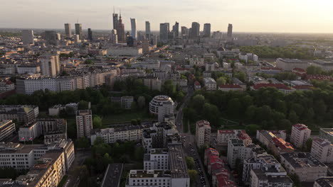 aerial panorama of warsaw, capital city in poland.