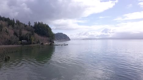 flying along the edge of the bay with drone 1080p
