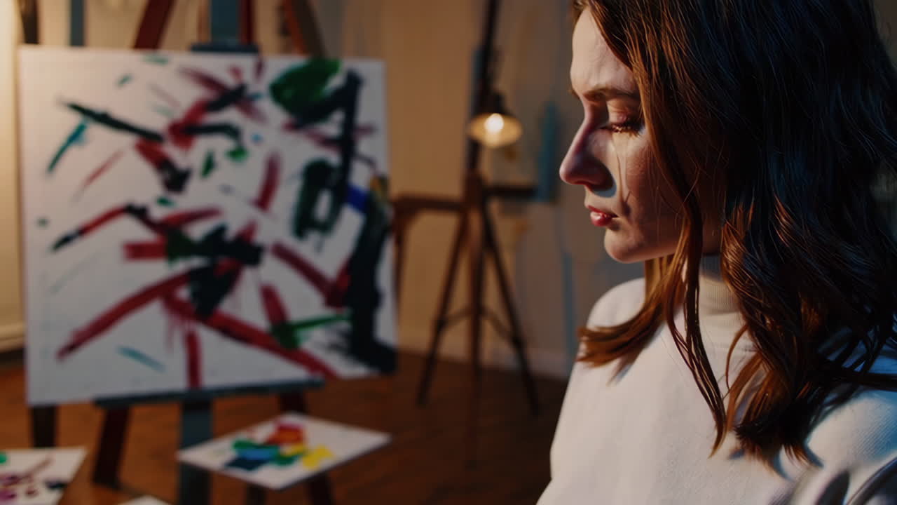 스튜디오에서 여성 예술가