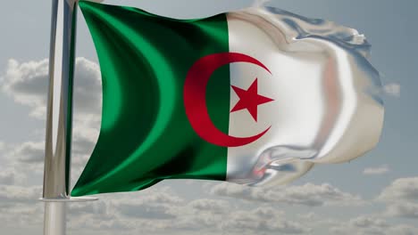 flag of algeria waving in the wind. 3d render