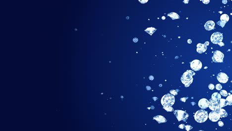 abstract animation of falling diamonds left slow motion black background 3d 4k presentation christms