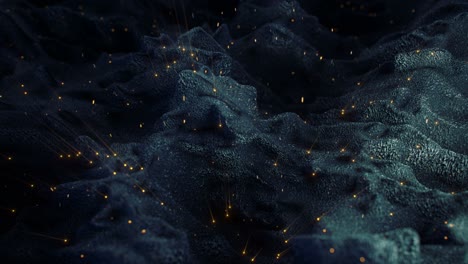 magic rocky surface with glowing particles 3d render vj loop animation