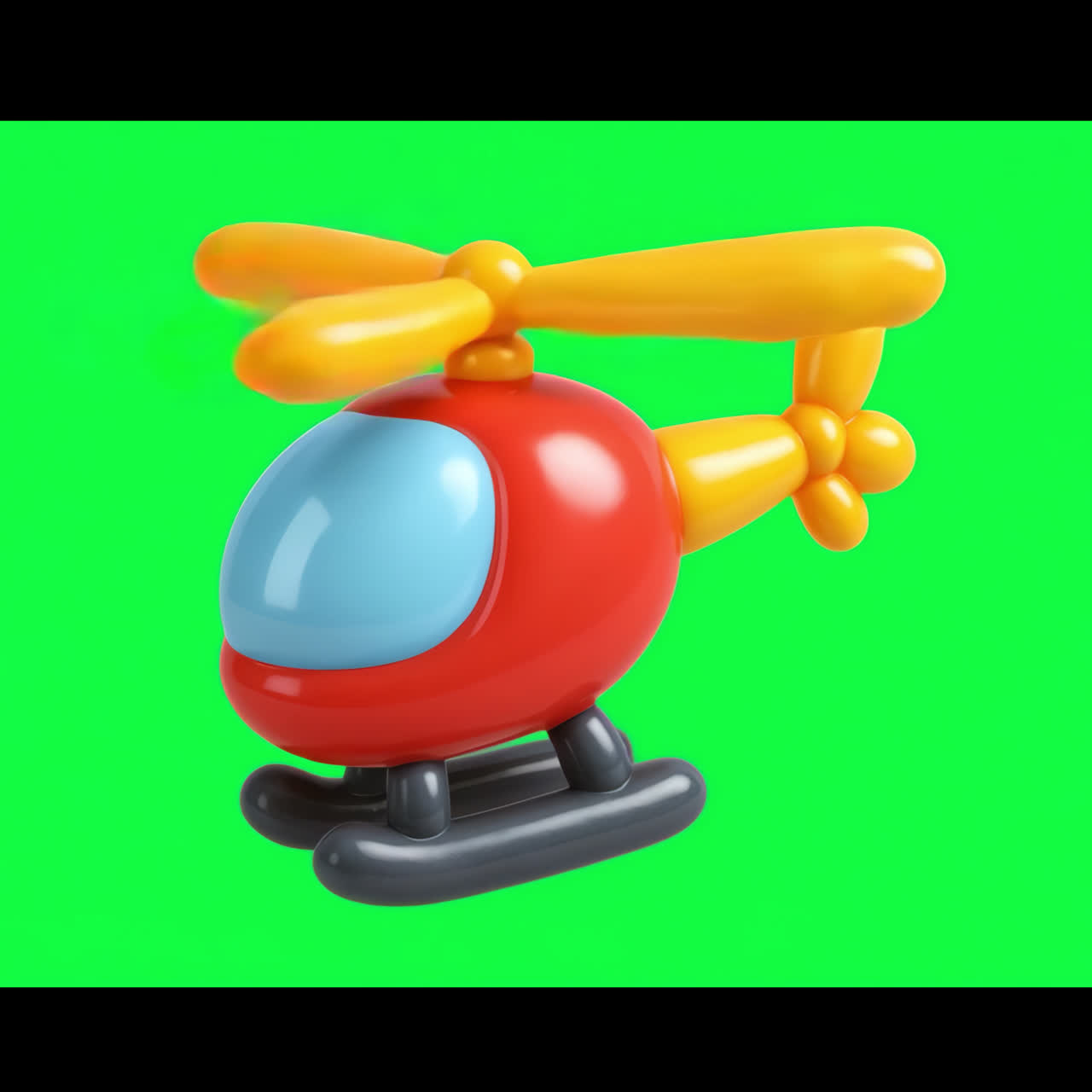 Colorful toy helicopter floating animation isolated asset, transparent 4K video, alpha channel