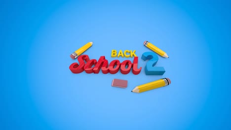 Animation-Des-Textes-„Zurück-Zur-Schule“-Auf-Blauem-Hintergrund