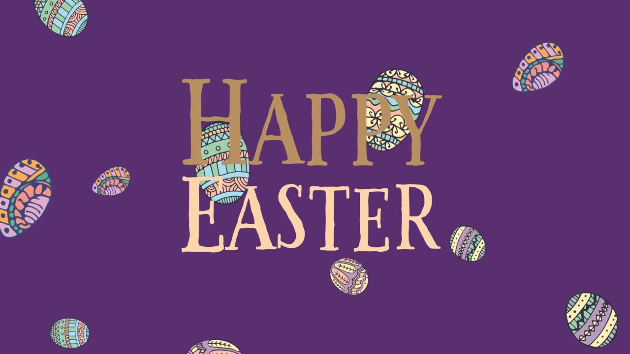 부활절 달 ⁇ 과 행복한 부활절 텍스트의 애니메이션