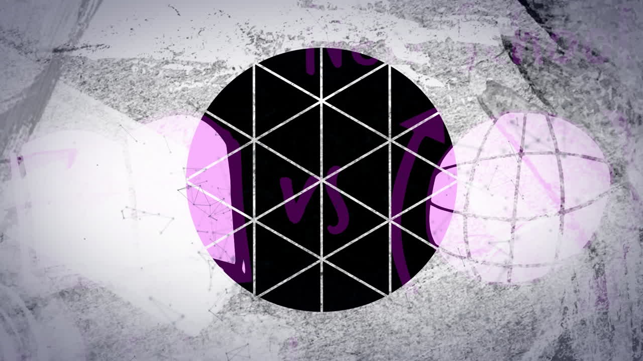 새해 결의 그림 위에 더러운  ⁇  종이에 네트워크와 원의 애니메이션