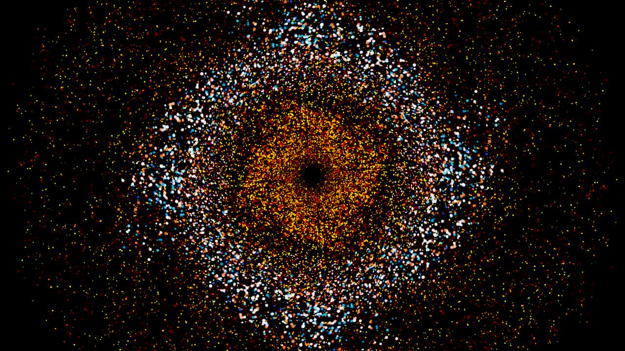 Esplosione di particelle colorate