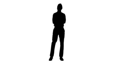 silhouette of businessman standing with arms crossed