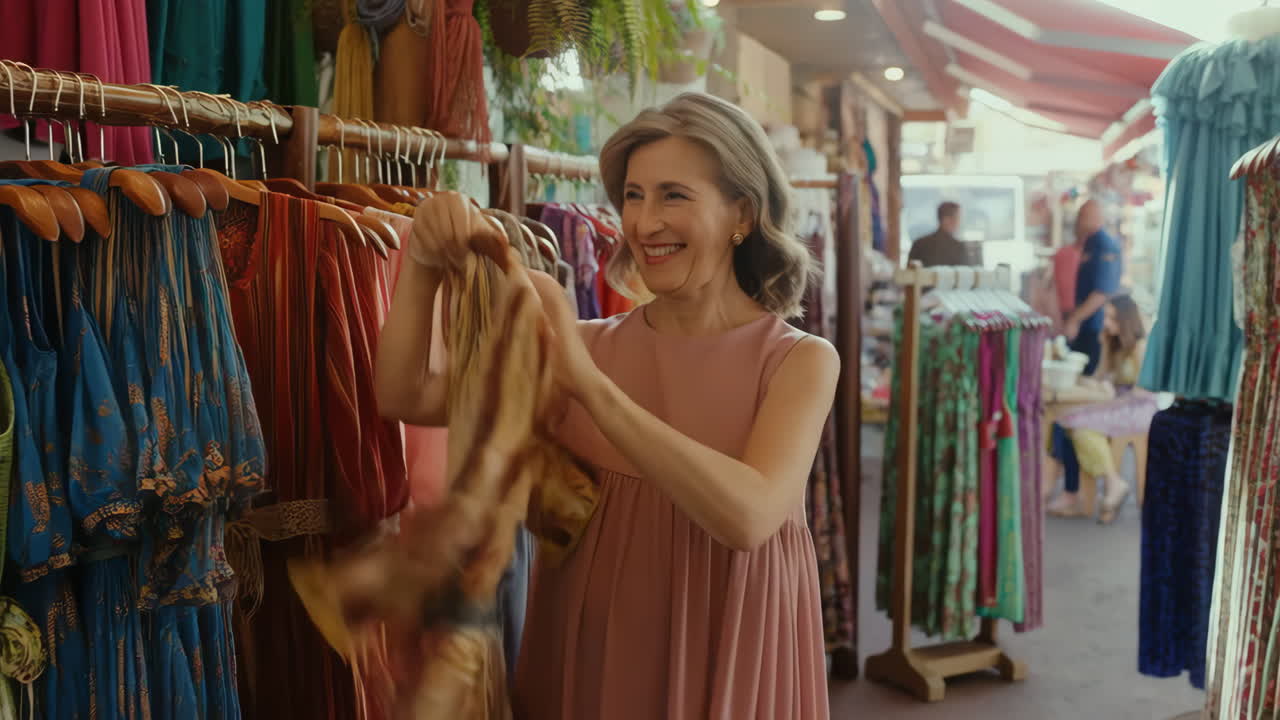 Woman shopping for dresses in a boutique