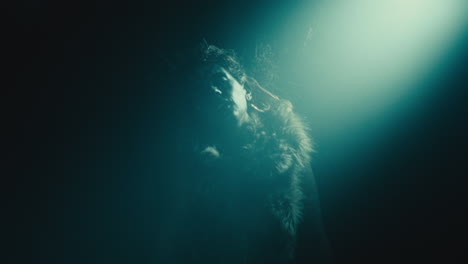 a creepy witch during the night storm