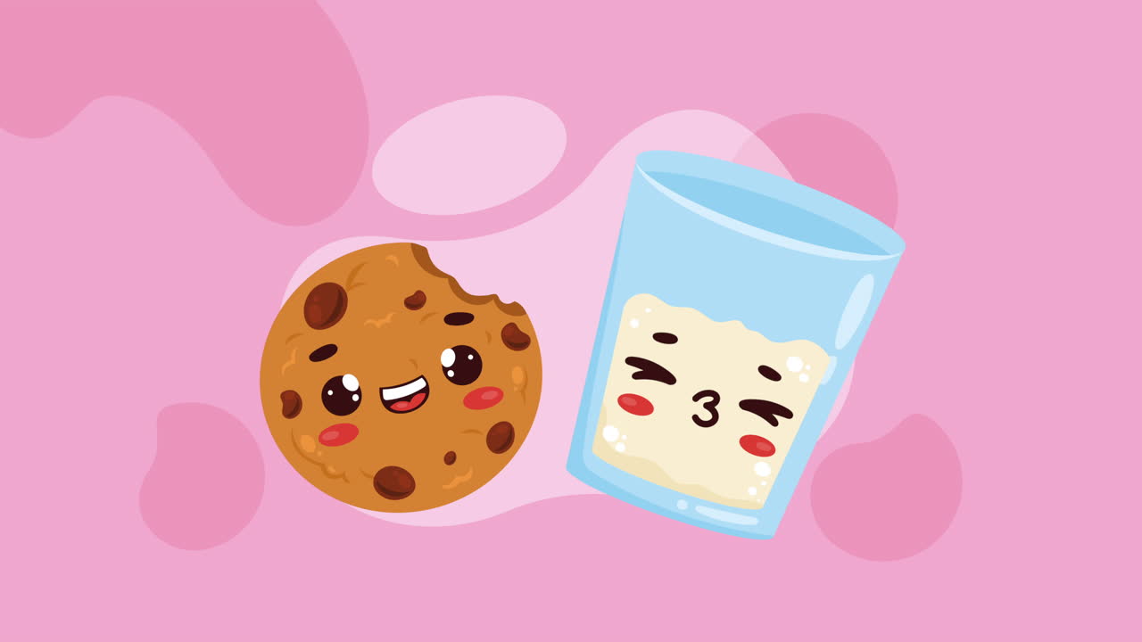 귀여운 쿠키와 우유