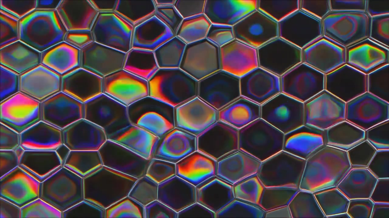 Motivo esagonale astratto con riflessi di luce iridescenti