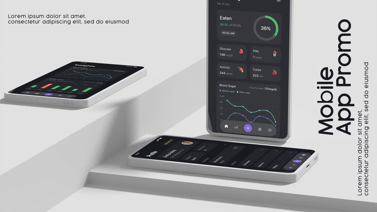 Trendy Mobile App Promo for Health and Diabetes Management