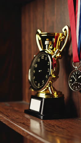 award with stopwatch and medal