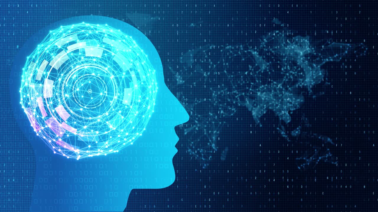 Technology artificial intelligence ai brain animation digital data concept loop animation big data