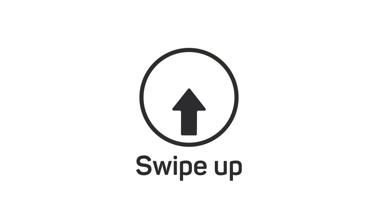 Social media swipe up arrows motion graphics animation. Alpha channel without background. Swipe up animation footage.
