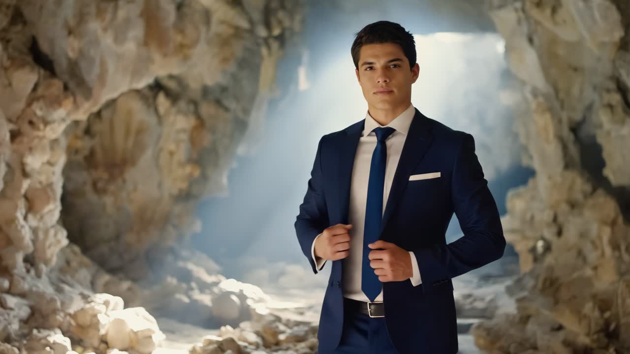 Man in Suit in a Cave